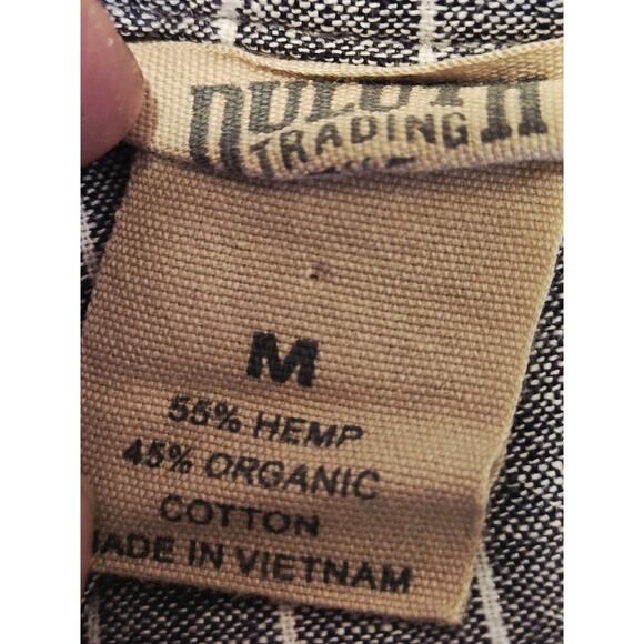 DULUTH TRADING M Organic Cotton Hemp Gray Striped Tunic Shirt Pockets Quite Lux - Picture 5 of 9